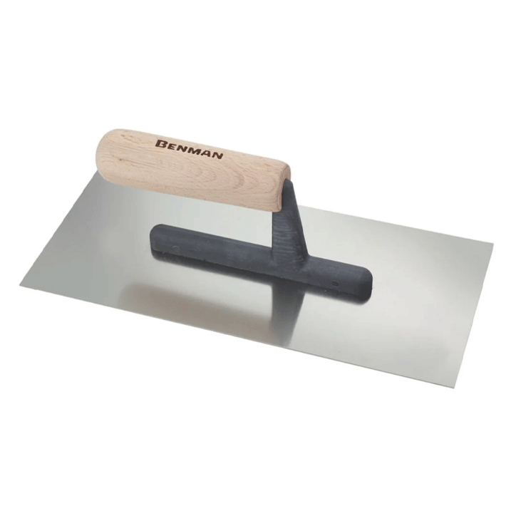 FINISHING TROWEL INOX WITH WOODEN HANDLE 130X280MM BENMAN