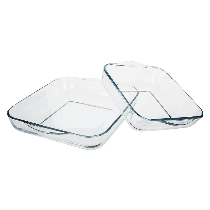 GLASS SQUARE DISH X2
