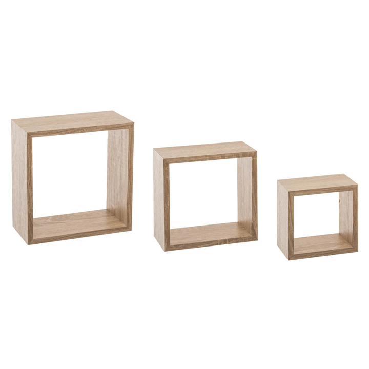WALL SHELF CUBE OAK NAT S X3