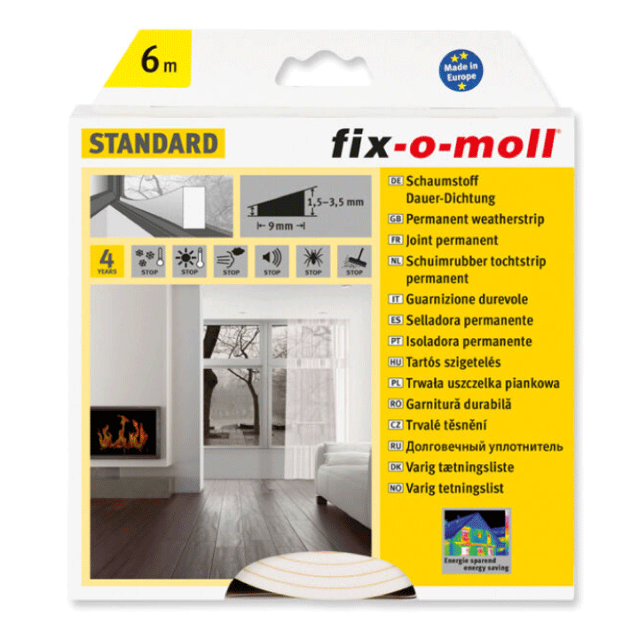 WEATHER STRIP WHITE 6M 4X9MM