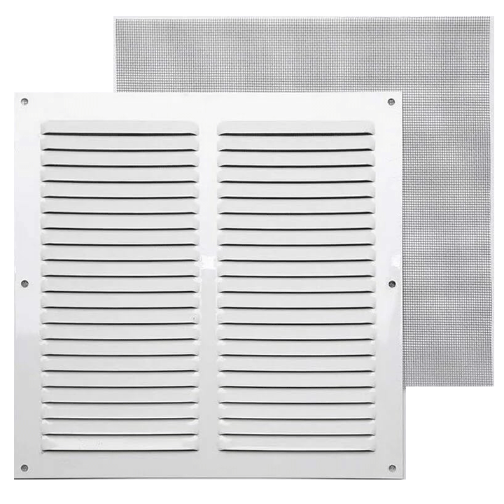 VENTILATION GRILL ALUMINIUM 0.6MM 10X10CM + NET WHITE