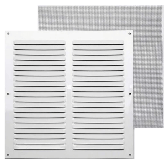 VENTILATION GRILL ALUMINIUM 0.6MM 20X20CM + NET WHITE