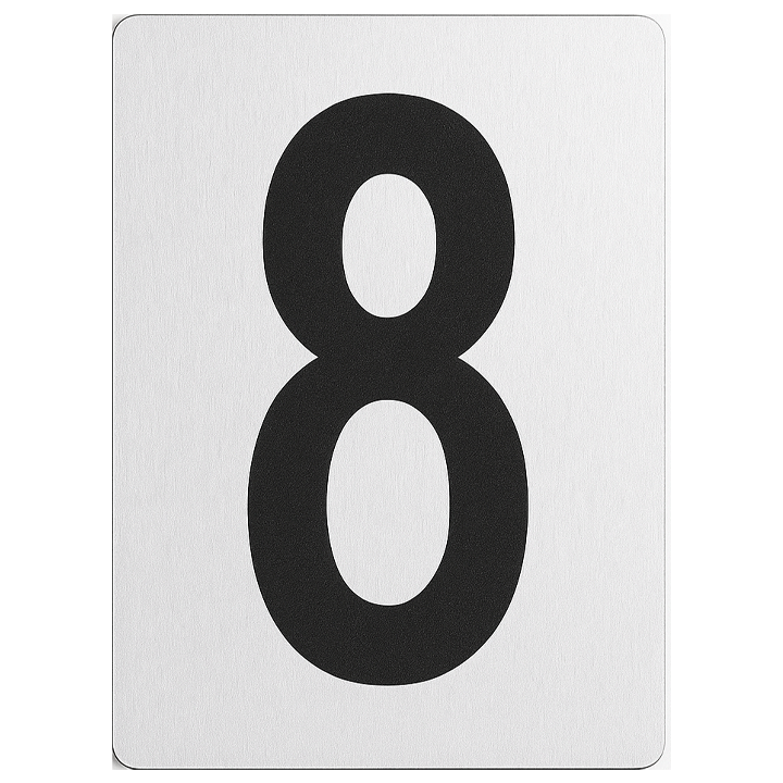 SIGN HOUSE NUMBER "8" 4X3 SILVER