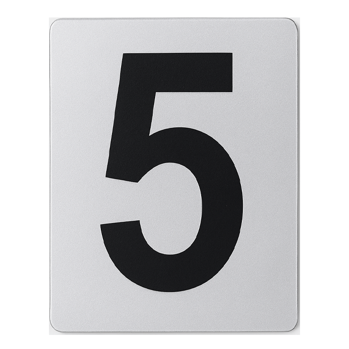 SIGN HOUSE NUMBER "5" 4X3 SILVER