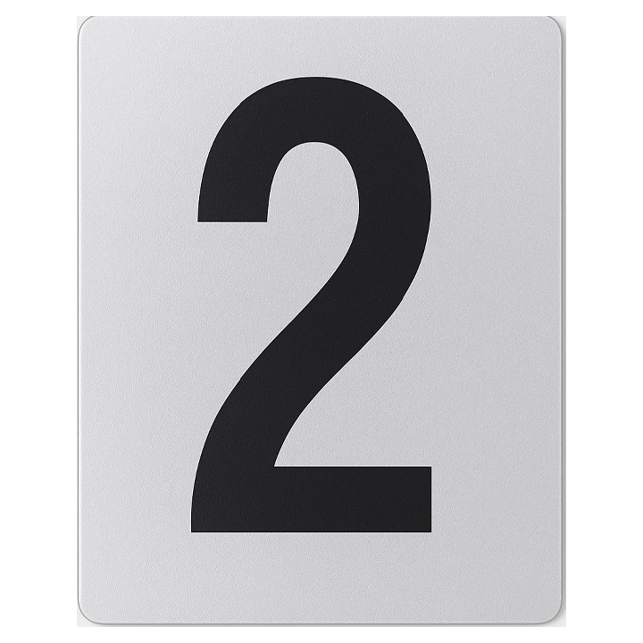 SIGN HOUSE NUMBER "2" 6X4 SILVER