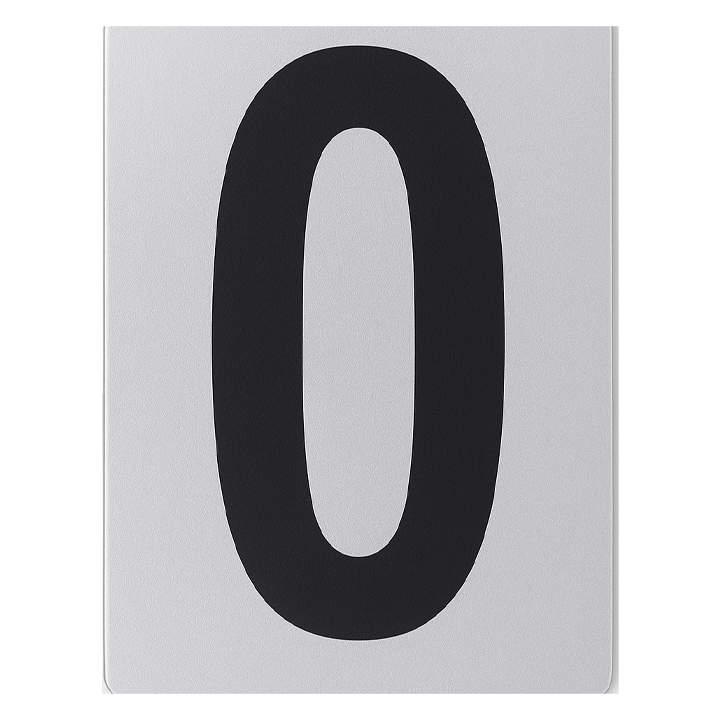 SIGN HOUSE NUMBER "0" 4X3 SILVER