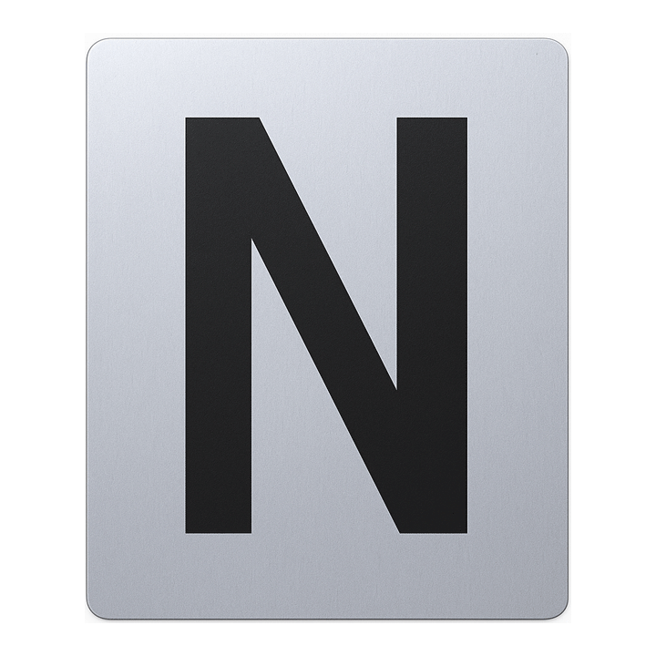 SIGN HOUSE LETTER "N" 6X4 SILVER