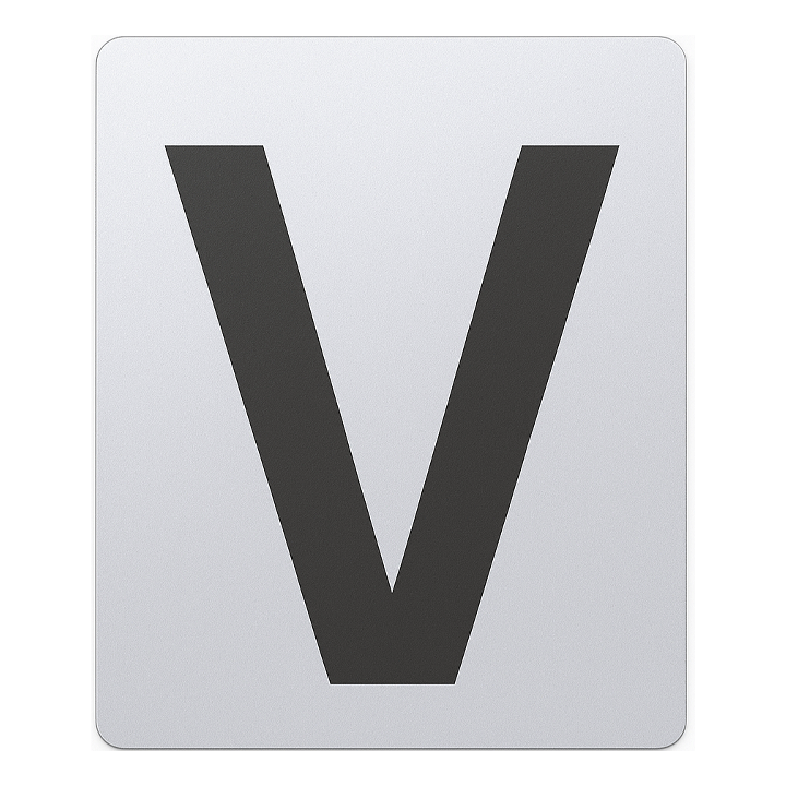 SIGN HOUSE LETTER "V" 4X3 SILVER