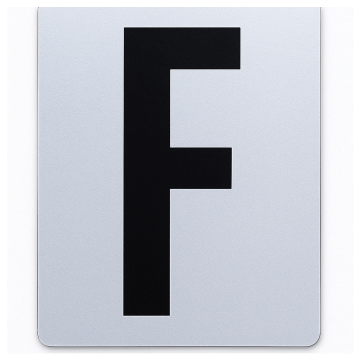 SIGN HOUSE LETTER "F" 4X3 SILVER