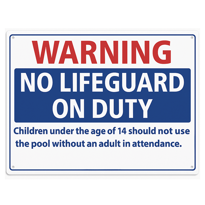 SIGN "NO LIFEGUARD ON DUTY" 50X30