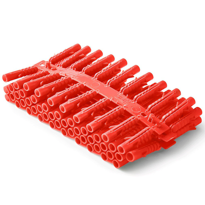 PLASTIC PLUGS RED SCREW 3.5-5MM DRILL 6MM 100PCS