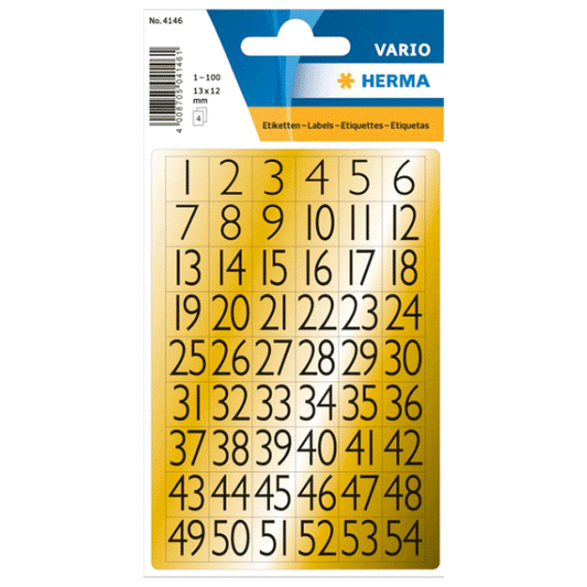 HERMA NUMBERS 13X12MM GOLD FOIL 4146