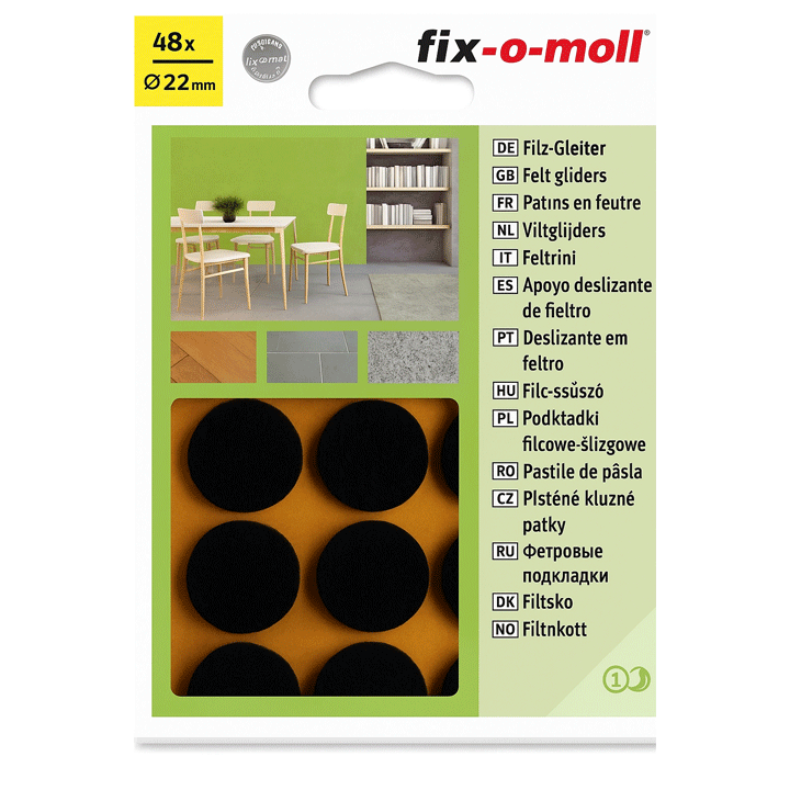 FELT GLIDERS BROWN 48 22MM