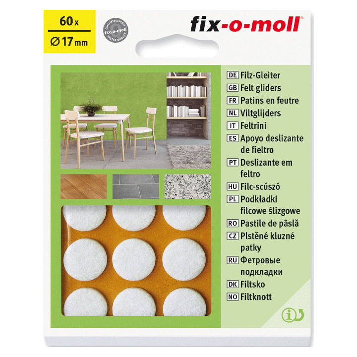 FELT GLIDERS WHITE 60 17MM