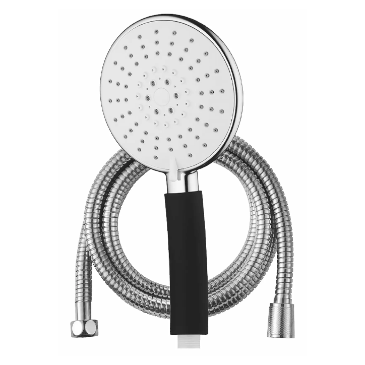 NYA KIT SHOWER BLACK HANDLE 125MM+1,75M CHROME METAL HOSE B-17055