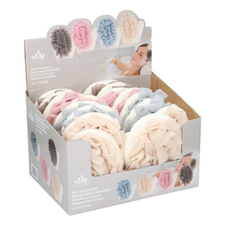 BATH SPONGE/GLOVE 4ASS