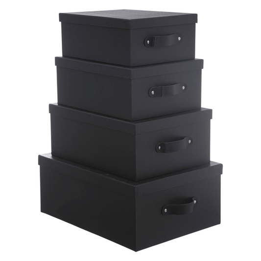 "LEATHER" BOXES X4 BLACK
