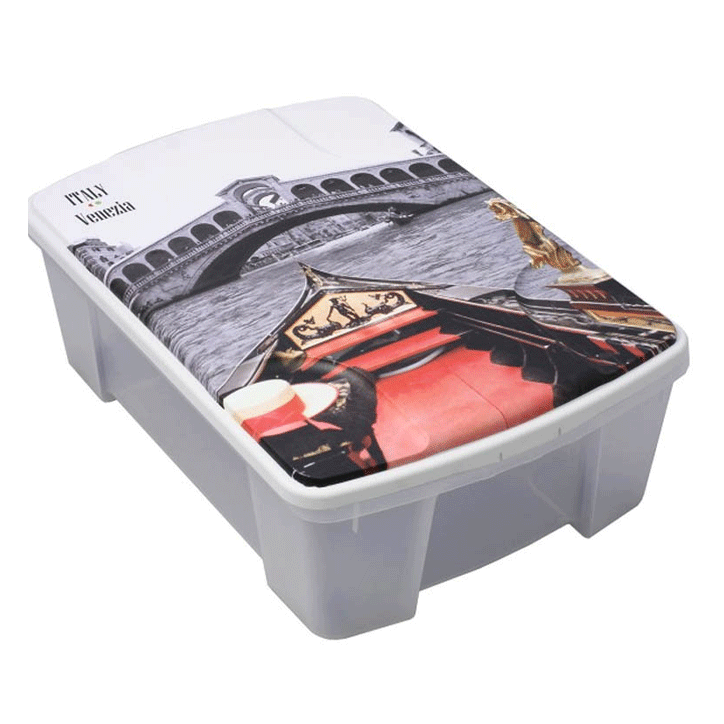 STORAGE BOX TRANSPARENT BOTTOM VENICE COVER