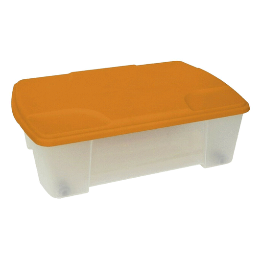 MULTIUSE BOX PLASTIC L565X390XH180MM W/TRANSPARENT BOTTOM+ORANGE COVER
