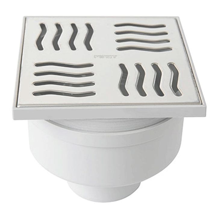 GULLY TRAP VERTICAL 100X100MM W/INOX GRID VARIABLE HEIGHT ?2"