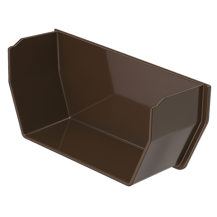 GUTTER END CUP PLASTIC BROWN