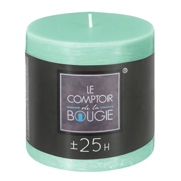 RUSTIC ROUND CANDLE GREEN 6.7X7