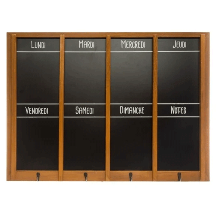 WOOD CHALK BOARD 4 HOOKS 76X56