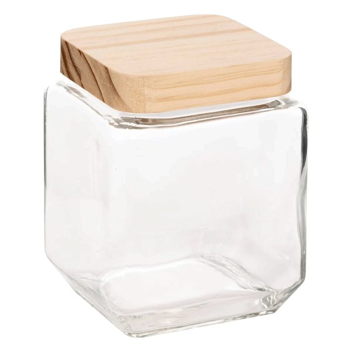 GLASS CANISTER +PINE LID 1.25L