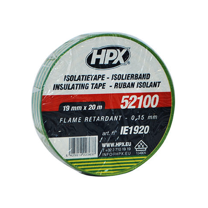 HPX INSULATING TAPE YELLOW/GREEN 19MMX20M