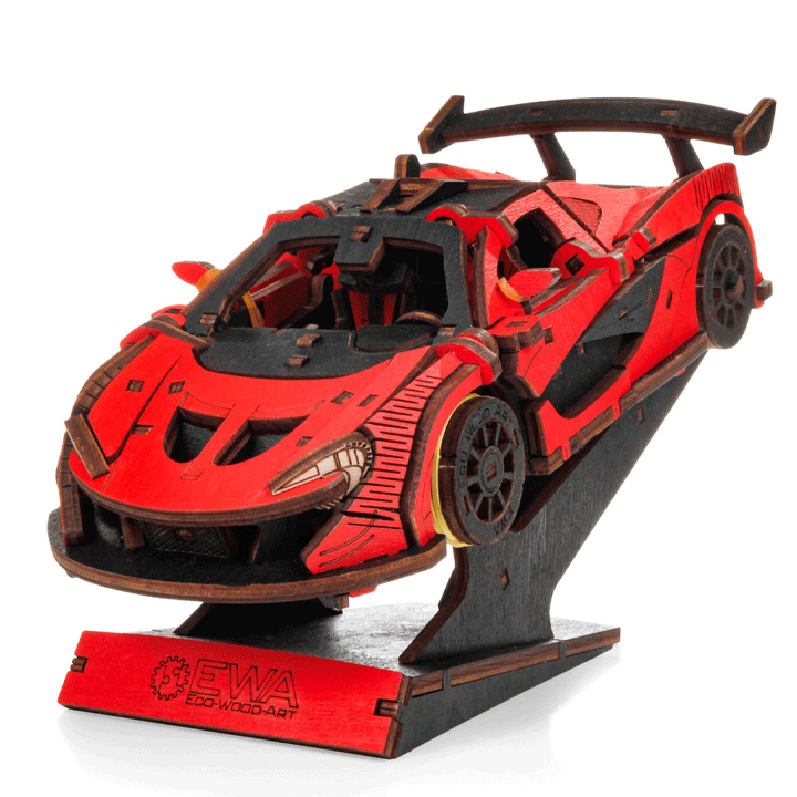 CONSTRUCTION KIT OF MECHANICAL MODEL"RACING CAR" RED