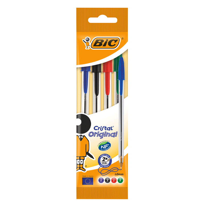 CRISTAL BP PENS MEDIUM P4-ASS