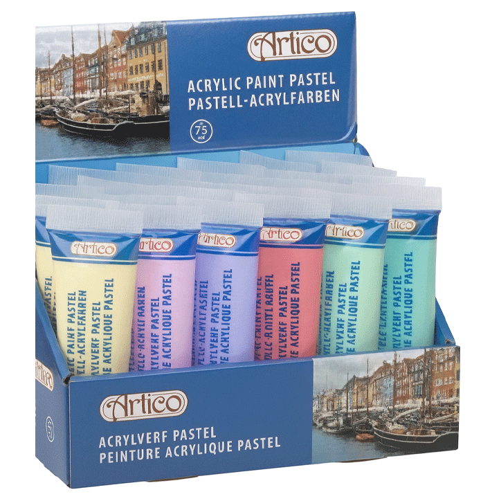 ACRYLIC PAINT PASTEL 75ML PV 48 0,50 ARTICO 6ASS CLR DSPLX24