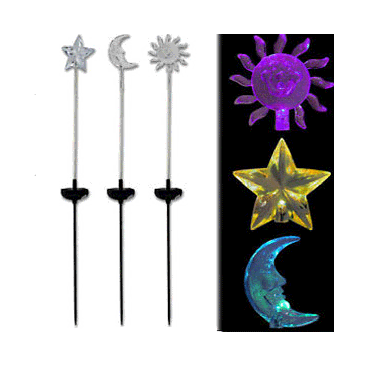 SOLAR LIGHT STAKE 60X8X8CM 3AS 24 2,25 OUTDOOR DSPL SUN MOON STAR