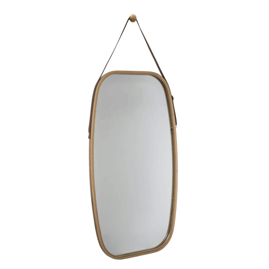 OVAL MIRROR HANDLE BAMBOO