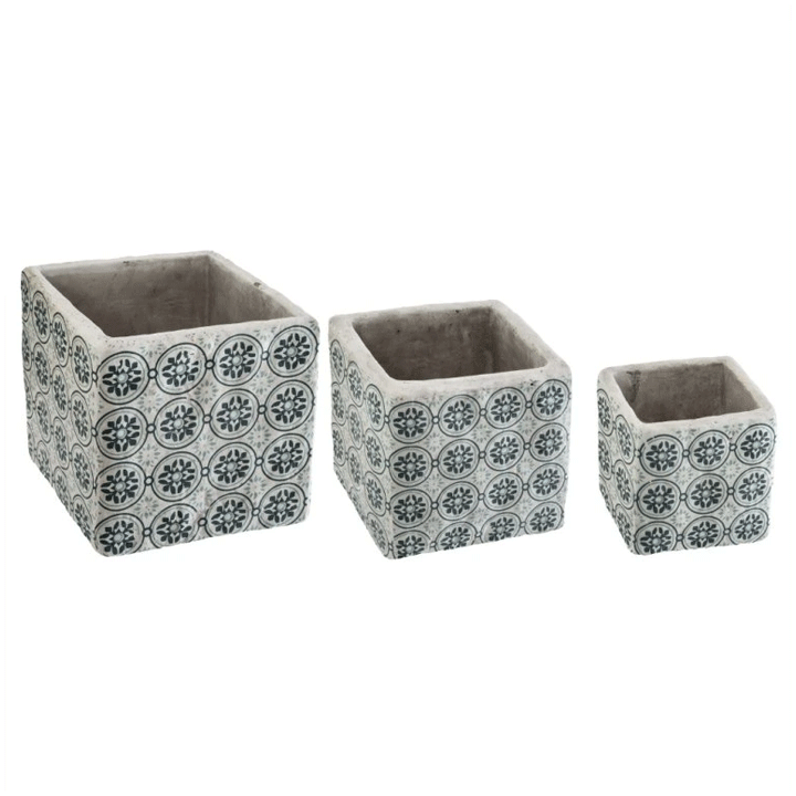 SQUARE CEMENT POT X3
