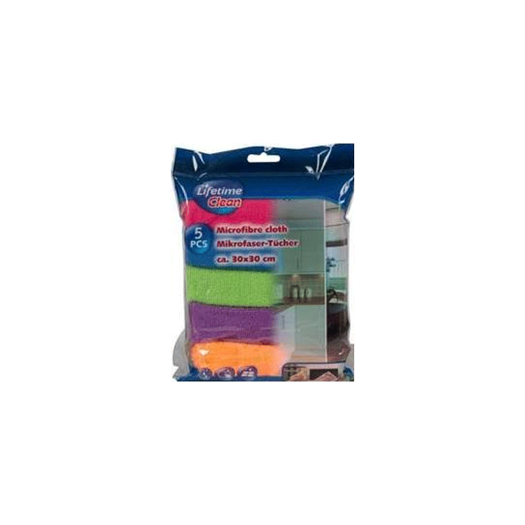 MICROFIBRE CLOTH 5PCS CLEAN 30X30CM 200GSM PB/IN