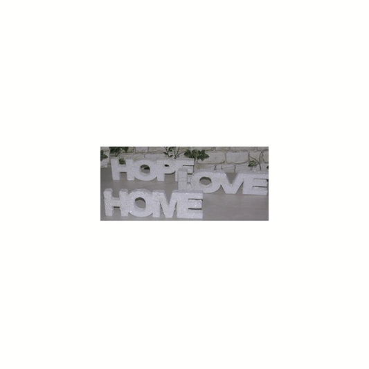 FOAM LETTER 25X7X2CM 3ASS 24 0,65 ARTI CASA PVC BOX HOPE/HOME/LOVE GLITTER