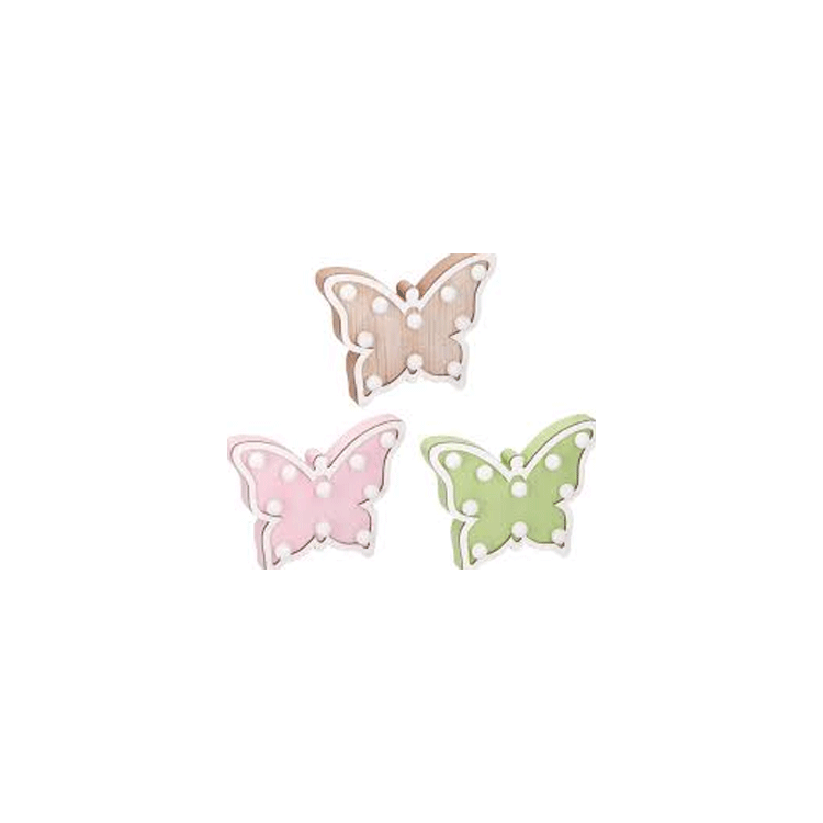 DECO BUTTERFLY LED 22X17X3CM 18 2,95 AC WOOD 3ASS EXCL. 2XAAA