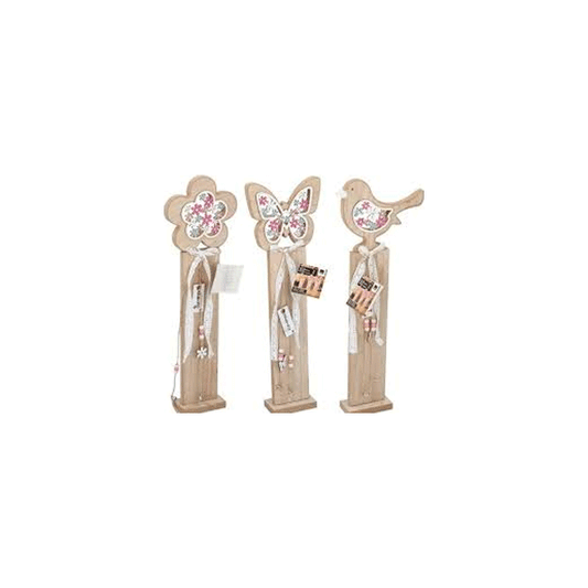DECO STAND 18X53X6CM 3ASS 12 2,39 WOOD FLOWER, BUTTERFLY, BIRD HT