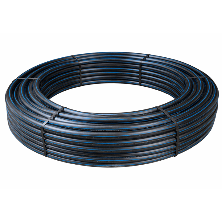 PIPE LDPE 1/2'X30M LR1972 9BAR W/ BLUE STRIPES