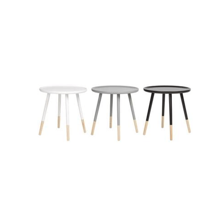 TABLE ROUND 48X48CM MDF 6 21,50 HOMESTYLE 3ASS CLR WBL