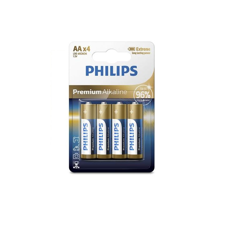 BATTERY(4) LR6/AA 144 1,65 PHILIPS PREMIUM ALKALINE BL LR6M4B/10