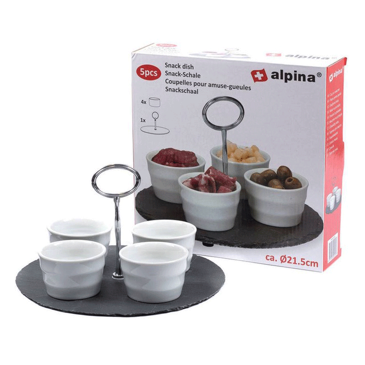 SNACK-DISH 5PCS D21,5CM ALPINA SLATE/CE 900G CB