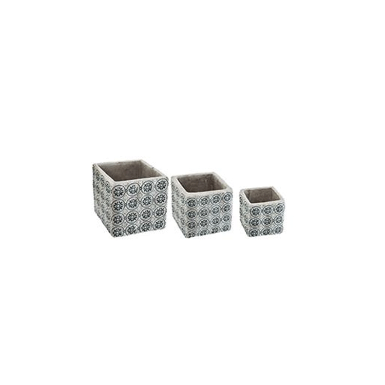 SQUARE CEMENT POT X3