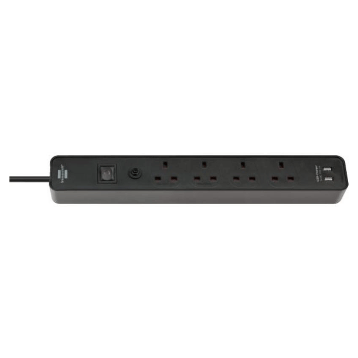 ECOLOR FB EXTENSION SOCKET WITH USB-CHARGER BLACK