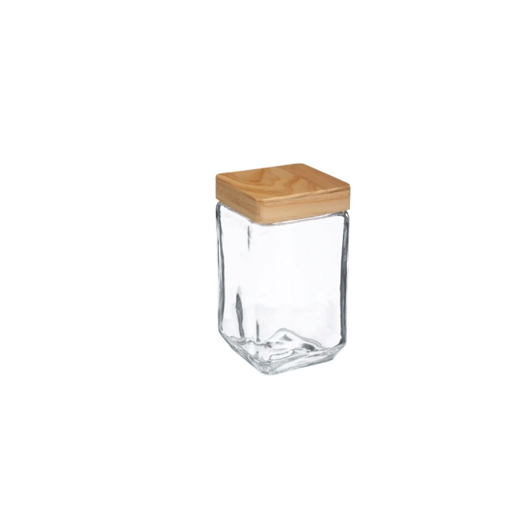 GLASS CANISTER +PINE LID 1.25L