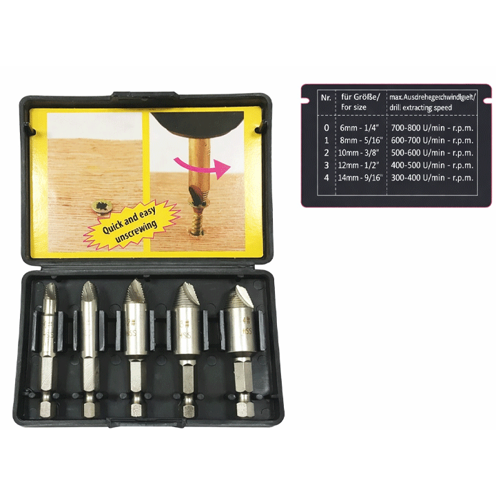 SCREW EXTRACTOR SET 5PCS