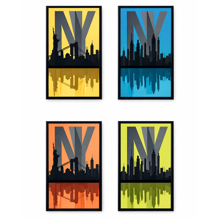 CANVAS BOARD NY 50X70X3CM 4ASS 16 6,75 ARTI CASA MDF/CA SHK/IN