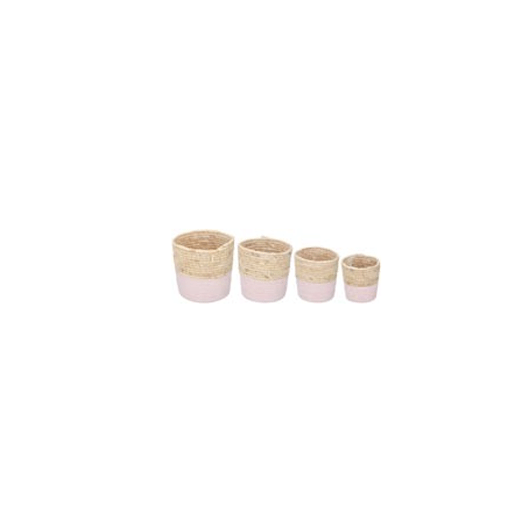 BASKET ROUND PINK 4PC