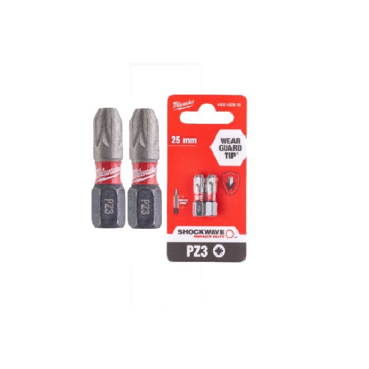 MILWAUKEE PZ 3 x 25mm SHOCKWAVE BIT 2PCS